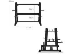 SPORTNOW Sportgeräte|Fitnessgeräte|Hantelständer Kurzhantelständer Stahl Schwarz 131L x 75B x 80H cm