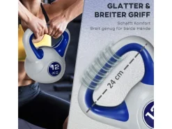 Kettlebell 12 KG Kunststoff Sand Blau 24L x 17B x 28H cm*SPORTNOW Discount