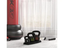 SPORTNOW Fitnessgeräte|Kettlebell Kunststoff Sand Schwarz 18L x 18B x 24H cm