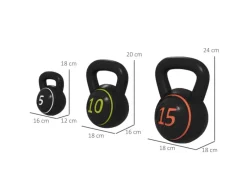 SPORTNOW Fitnessgeräte|Kettlebell Kunststoff Sand Schwarz 18L x 18B x 24H cm