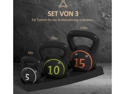 SPORTNOW Fitnessgeräte|Kettlebell Kunststoff Sand Schwarz 18L x 18B x 24H cm