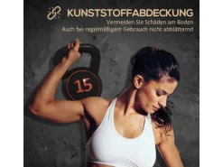 SPORTNOW Fitnessgeräte|Kettlebell Kunststoff Sand Schwarz 18L x 18B x 24H cm