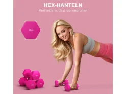 Kurzhantel 2er Set Kunststoff Metall Rosa 18L x 8B x 8H cm*SPORTNOW