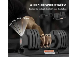 SPORTNOW Fitnessgeräte|Kurzhanteln 3,5/6/8/10 kg Verstellbar mit Ablagefach Stahl Schwarz