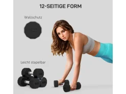 Kurzhantel-Set 20 kg aus Metall Rutschfest Kurzhanteln Schwarz*SPORTNOW Outlet