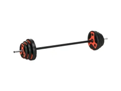 SPORTNOW Fitnessgeräte|Langhantel Set Metall Kunststoff Sand SchwarzRot 140L x 27B x 27H cm