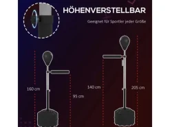 SPORTNOW Wasserpumpe|Fitnessgeräte|Punchingball Set Stahl Kunstleder Schwarz 76L x 48B x 160-205Hcm