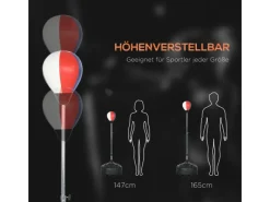 Punchingball Stahl Kunstleder Rot Schwarz Ø48 x 147-165H cm*SPORTNOW Clearance