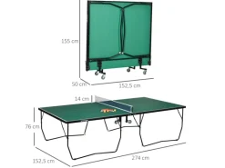 Tischtennisplatte Klappbar mit Netz Rollen Stahl 274 x 152,5 x76cm*SPORTNOW Clearance