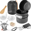 STAHLWERK Campingzubehör|Camping Kochgeschirr Alu Campinggeschirr Gaskocher Outdoor Set