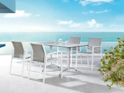 Stapelsessel Rhodos Weiß-Grau*Best Freizeitmöbel Clearance