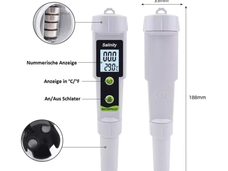 Elektronisches Salztestgerät 18,8 cm x 3,5 cm x 3,5 cm Weiß*Summer Fun