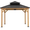 Gazebo Kaps aus Zedernholz 330 cm x 330 cm Anthrazit*Sunjoy Discount