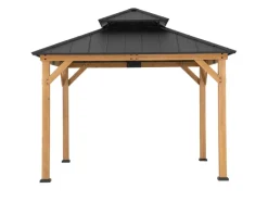 Gazebo Kaps aus Zedernholz 330 cm x 330 cm Anthrazit*Sunjoy Discount