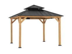 Gazebo Kaps aus Zedernholz 330 cm x 330 cm Anthrazit*Sunjoy Discount