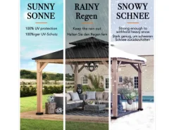 Gazebo Kaps aus Zedernholz 330 cm x 330 cm Anthrazit*Sunjoy Discount
