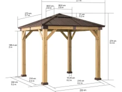 Sunjoy Gartenlauben|Gazebo Rapi Zedernholz 273 cm x 273 cm Braun