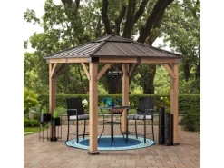 Sunjoy Gartenlauben|Gazebo Rapi Zedernholz 273 cm x 273 cm Braun