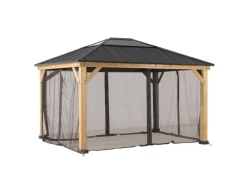 Zedernholz Gazebo Netz 335 cm x 393 cm Khaki*Sunjoy Online