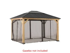Zedernholz Gazebo Netz 335 cm x 393 cm Khaki*Sunjoy Online
