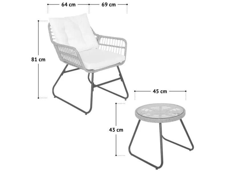 Amalfi Rattan Sitzgruppe Outdoor Gartenlounge 2 Personen Balkonset*SVITA Sale