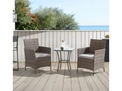 SVITA Lounge-Gartenmöbel|Gartenmöbel-Sets|Brooklyn Bistro Gartenmöbelset 3-tlg. Rattan Outdoor Gartenlounge