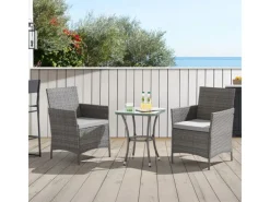 Brooklyn Bistro Gartenmöbelset 3-tlg. Rattan Outdoor Gartenlounge*SVITA