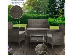 SVITA Lounge-Gartenmöbel|Brooklyn Polyrattan Sitzgruppe Lounge Gartenmöbel Set
