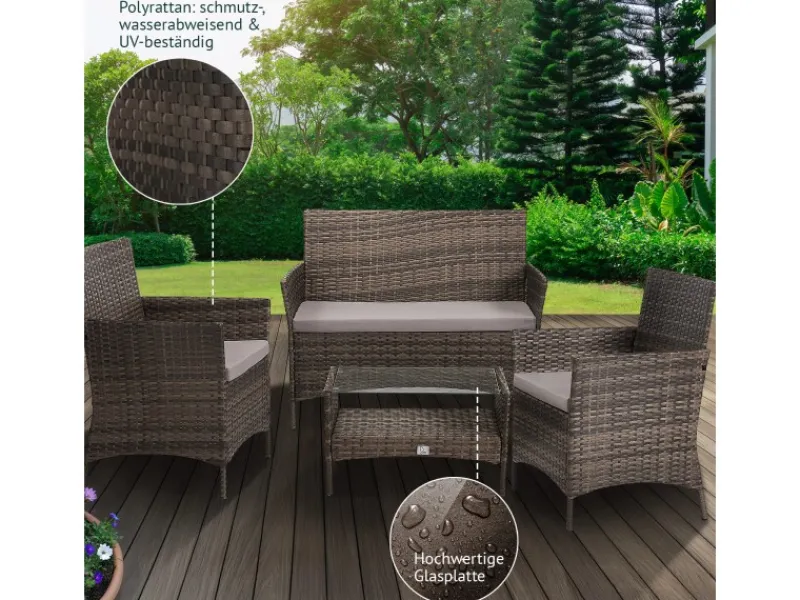 Brooklyn Polyrattan Sitzgruppe Lounge Gartenmöbel Set*SVITA Online