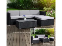 SVITA Lounge-Gartenmöbel|Gartenmöbel-Sets|California Garten-Lounge Polyrattan Gartenset Balkon-Set Rattan-Lounge