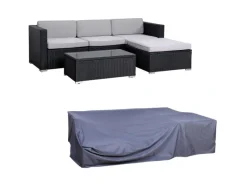 California Garten-Lounge Set Mit Haube Polyrattan Gartenset Balkon-Set Rattan-Lounge*SVITA Online
