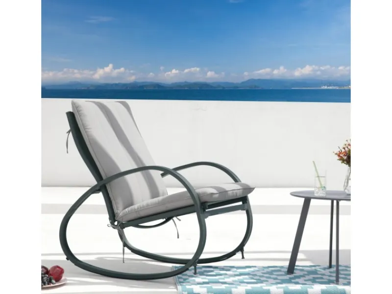 SVITA Gartenstühle|Eiby Deluxe Schaukelstuhl Schaukelsessel Outdoor Armlehne