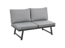 SVITA Lounge-Gartenmöbel|Balkonmöbel|Grenada Gartenlounge 4-teilig Doppelliege Metallgestell Schwarz/Grau