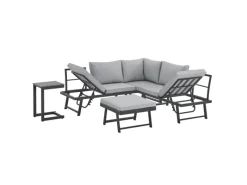 SVITA Lounge-Gartenmöbel|Balkonmöbel|Grenada Gartenlounge 4-teilig Doppelliege Metallgestell Schwarz/Grau