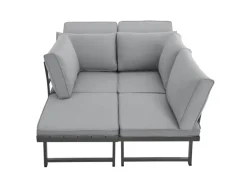 SVITA Lounge-Gartenmöbel|Balkonmöbel|Grenada Gartenlounge 4-teilig Doppelliege Metallgestell Schwarz/Grau