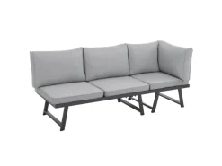 SVITA Lounge-Gartenmöbel|Balkonmöbel|Grenada Gartenlounge 4-teilig Doppelliege Metallgestell Schwarz/Grau