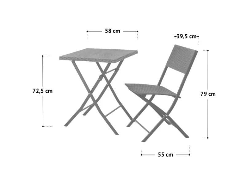 Lima Bistroset 3-teilig 2 Stühle 1 Tisch Balkonset Klappbar*SVITA Clearance