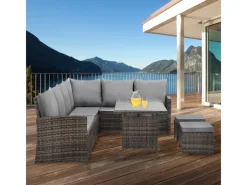 Monroe Garten-Lounge Set Polyrattan Lounge-Möbel Sitzgruppe*SVITA