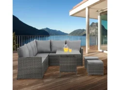 SVITA Lounge-Gartenmöbel|Monroe Garten-Lounge Set Polyrattan Lounge-Möbel Sitzgruppe