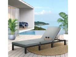 Peach Gartenliege mit Polster Klappbar Polyrattan*SVITA Hot