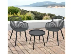Philly Sitzgruppe Balkonmöbel Set 3 teilig /Schwarz*SVITA Best