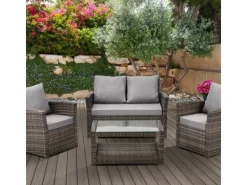 Roma Polyrattan Set Sitzgruppe Lounge Tisch Garnitur Gartenmöbel*SVITA Discount