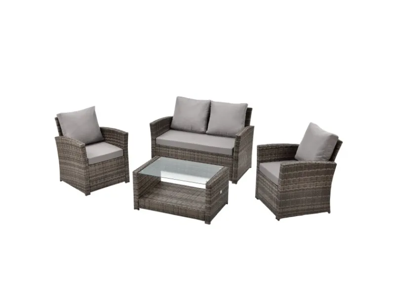 Roma Polyrattan Set Sitzgruppe Lounge Tisch Garnitur Gartenmöbel*SVITA Discount