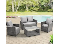 Roma Polyrattan Set Sitzgruppe Lounge Tisch Garnitur Gartenmöbel*SVITA Hot