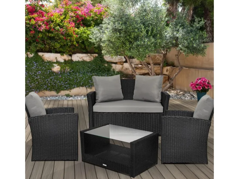 SVITA Lounge-Gartenmöbel|Gartenmöbel-Sets|Roma Polyrattan Set Sitzgruppe Lounge Tisch Garnitur Gartenmöbel