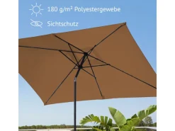 SVITA Sonnenschirme|Sonnenschirm 3x2m Balkonschirm Rechteckig Mit Sonnenschutz Matt
