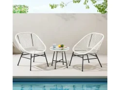 Tulum Balkon-Möbel 3-tlg. Garten-Möbel Set Balkonstühle Mit Tisch*SVITA Clearance