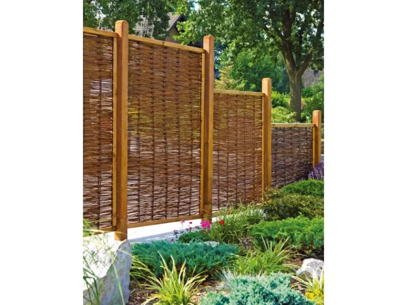 Tetzner und Jentzsch Balkonsichtschutz|T & J Weidengeflechtzaun Fako mit umlaufendem Rahmen 120 cm x 140 cm