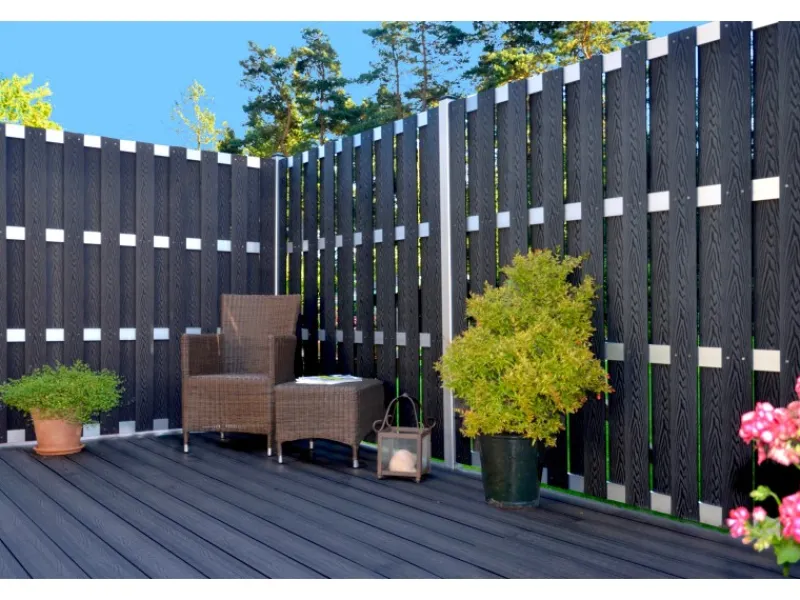 T & J WPC-Sichtschutzzaun Dalian Alu/Anthrazit gebürstet 180 x 180 cm*Tetzner und Jentzsch Online