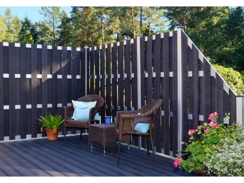 T & J WPC-Sichtschutzzaun Dalian Alu/Anthrazit gebürstet 180 x 180 cm*Tetzner und Jentzsch Online